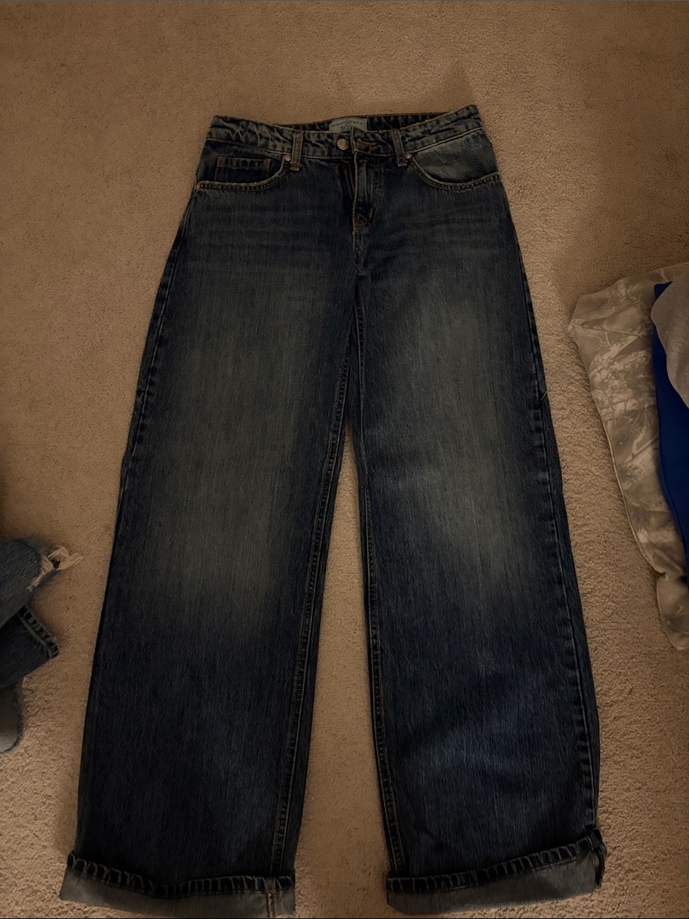 REVICE Women's Relaxed Wide-Leg Dark Blue Jeans
